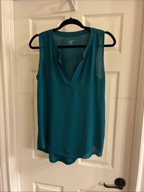 LOFT Teal Sleeveless V-Neck Camisole